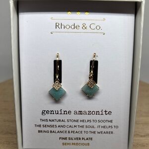 Genuine Amazonite Gold Drop Earrings in Teal